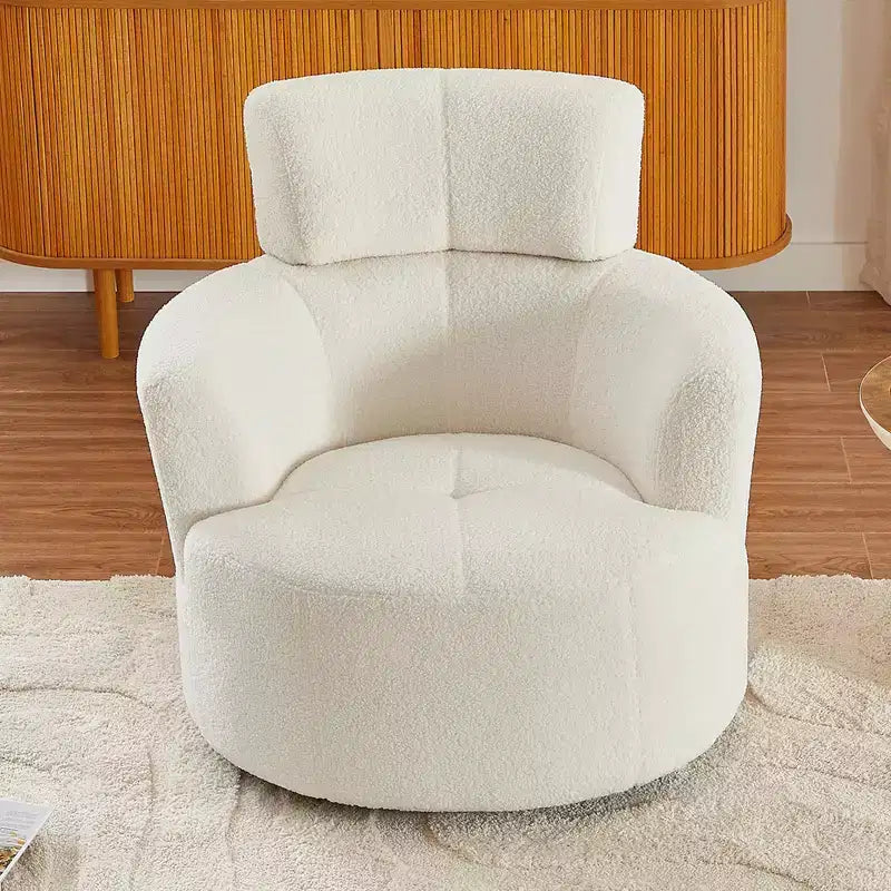 Fauteuil pivotant à 360° avec appuie-tête réglable - Fauteuil d'appoint rembourré moelleux pour salon, bureau et chambre à coucher