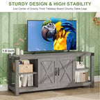 Meuble TV pour téléviseur de 65 pouces, meuble de divertissement style ferme avec rangement