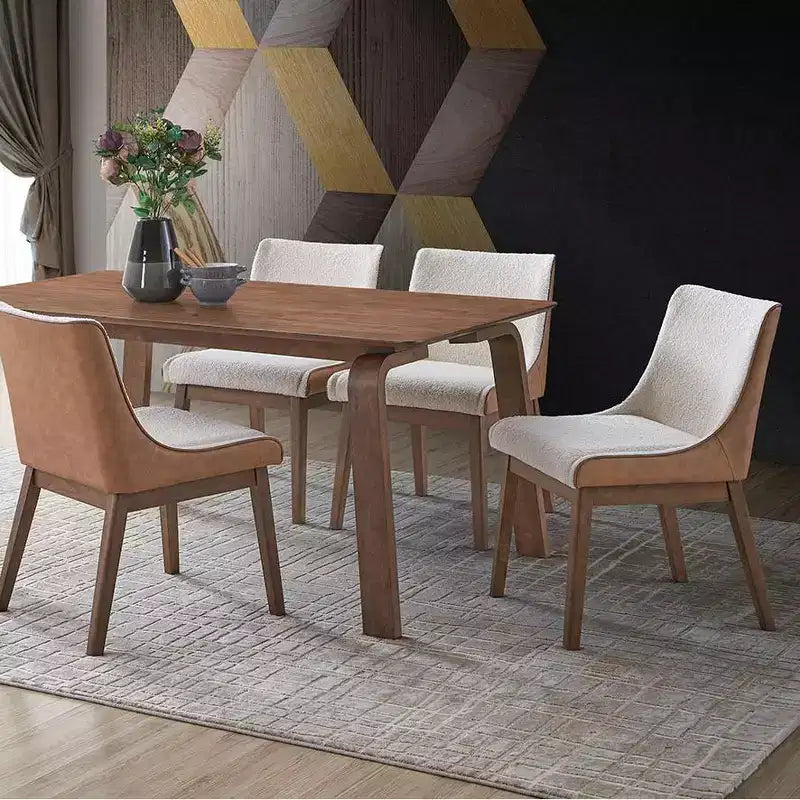 GDFStudio Linda Chaise de salle à manger en bois rembourrée en bouclette et velours (Lot de 2)