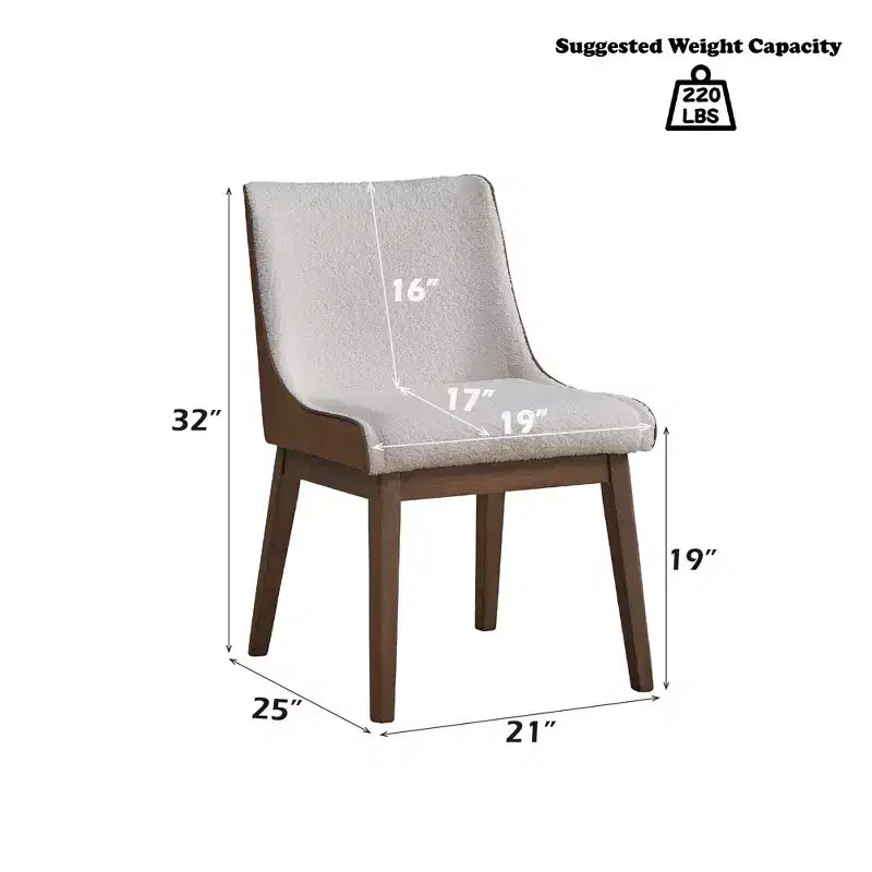 GDFStudio Linda Chaise de salle à manger en bois rembourrée en bouclette et velours (Lot de 2)