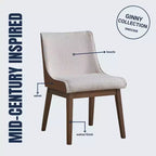 GDFStudio Linda Chaise de salle à manger en bois rembourrée en bouclette et velours (Lot de 2)