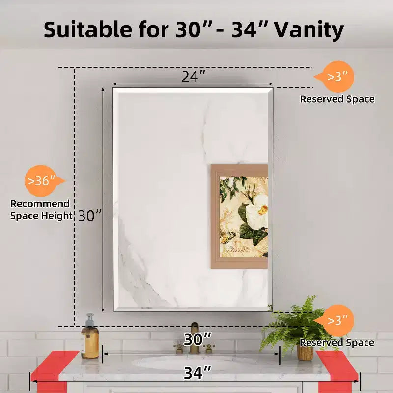 Meuble de salle de bain Belle avec miroir, armoire encastrée/murale pour salle de bain, miroir à surface biseautée, étagères réglables en verre trempé, noir