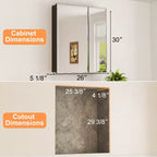 Meuble de salle de bain Belle avec miroir, armoire encastrée/murale pour salle de bain, miroir à surface biseautée, étagères réglables en verre trempé, noir