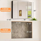 Meuble de salle de bain Belle avec miroir, armoire encastrée/murale pour salle de bain, miroir à surface biseautée, étagères réglables en verre trempé, noir