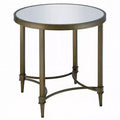 Aditya 24 Wide Antique Brass and Mirrored Round End Table