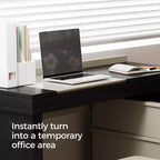 Bureau ou coiffeuse Luck Live, moderne, réglable et extensible selon plusieurs angles, accompagnée d'un tabouret moelleux.