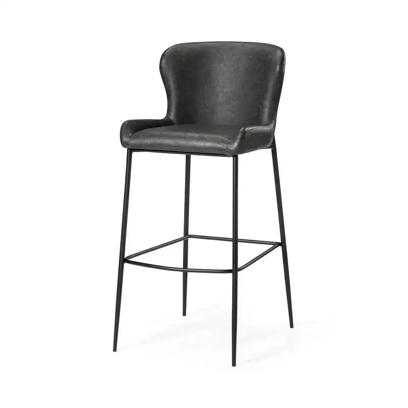 Maven Lane Naomi Metal Bar Stool with Faux Leather 31