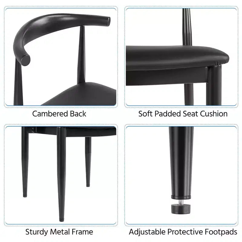 Yaheetech Lot de 4 Chaises de Salle à Manger Modernes avec Pieds en Métal, Noir