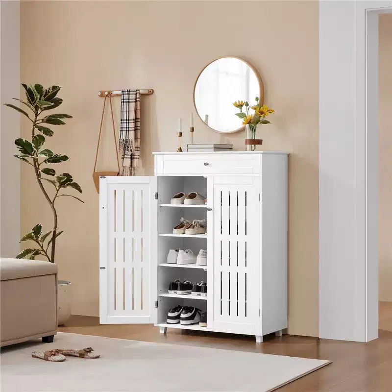 Meuble de rangement pour chaussures Yaheetech à 5 niveaux réglables avec porte persienne