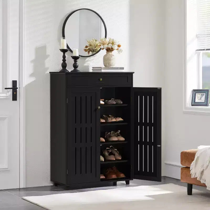 Meuble de rangement pour chaussures Yaheetech à 5 niveaux réglables avec porte persienne