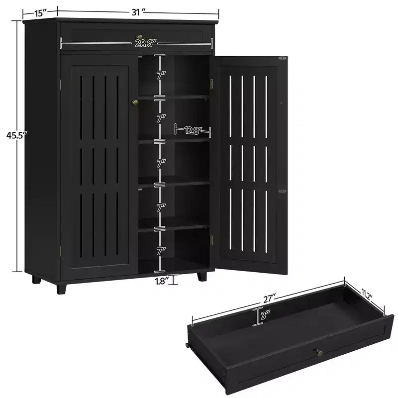 Meuble de rangement pour chaussures Yaheetech à 5 niveaux réglables avec porte persienne
