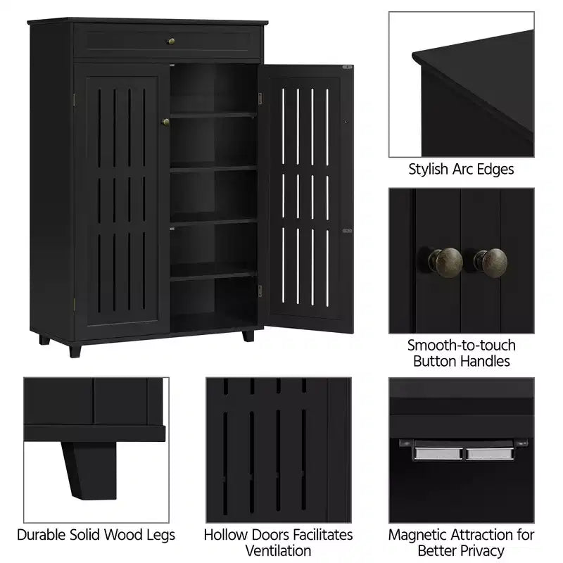 Meuble de rangement pour chaussures Yaheetech à 5 niveaux réglables avec porte persienne