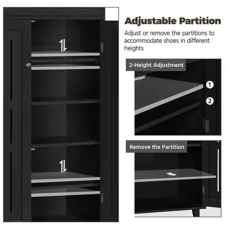 Meuble de rangement pour chaussures Yaheetech à 5 niveaux réglables avec porte persienne