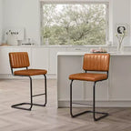 Tabouret de bar à hauteur de comptoir Art Leon en similicuir avec cadre en métal, lot de 2