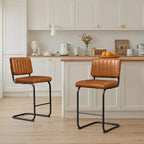 Tabouret de bar à hauteur de comptoir Art Leon en similicuir avec cadre en métal, lot de 2