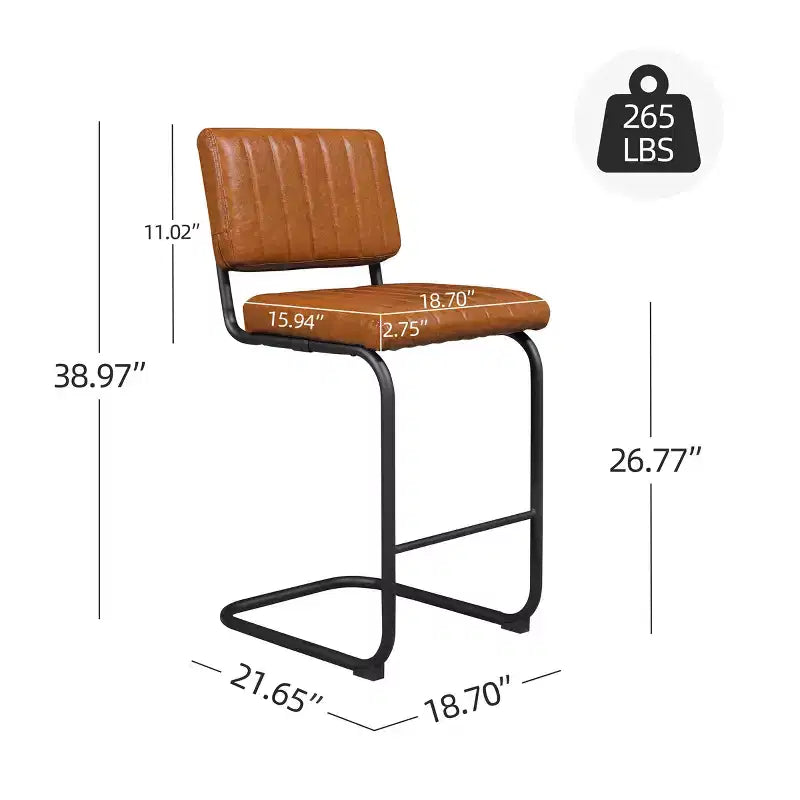 Tabouret de bar à hauteur de comptoir Art Leon en similicuir avec cadre en métal, lot de 2