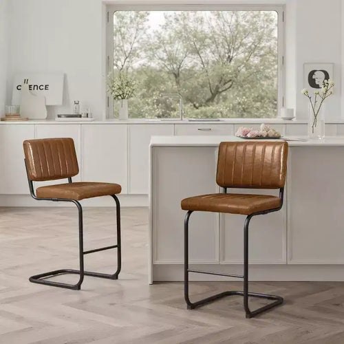 Tabouret de bar à hauteur de comptoir Art Leon en similicuir avec cadre en métal, lot de 2