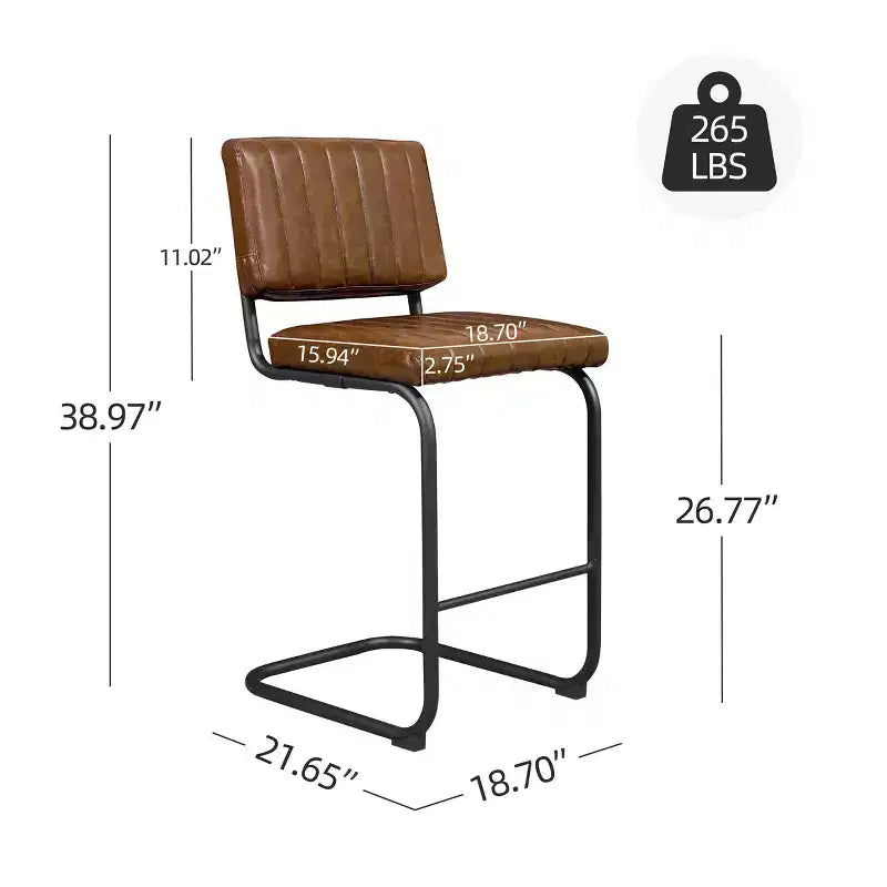 Tabouret de bar à hauteur de comptoir Art Leon en similicuir avec cadre en métal, lot de 2