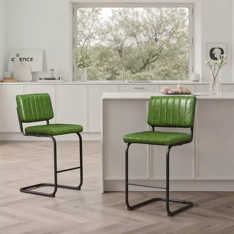 Tabouret de bar à hauteur de comptoir Art Leon en similicuir avec cadre en métal, lot de 2