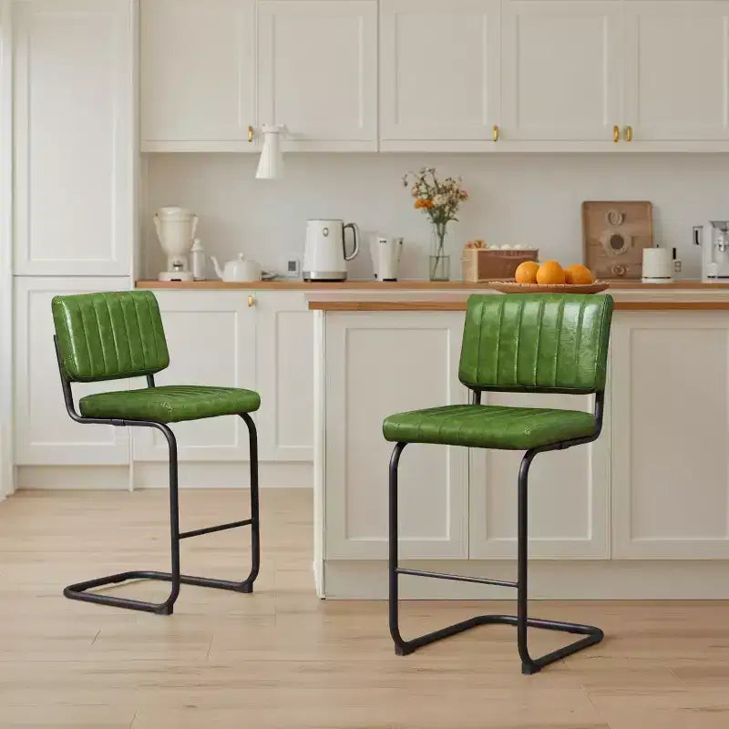 Tabouret de bar à hauteur de comptoir Art Leon en similicuir avec cadre en métal, lot de 2