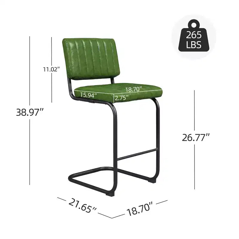 Tabouret de bar à hauteur de comptoir Art Leon en similicuir avec cadre en métal, lot de 2