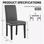 Yaheetech Lot de 2 Chaises de Salle à Manger Rembourrées sans Accoudoirs avec Pieds en Bois Massif