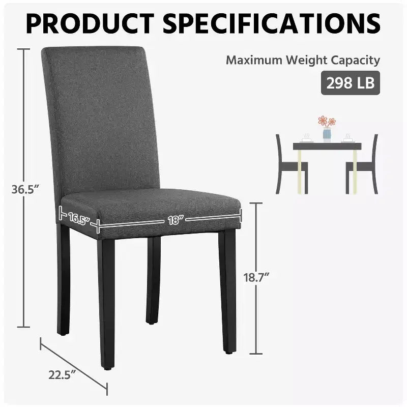 Yaheetech Lot de 2 Chaises de Salle à Manger Rembourrées sans Accoudoirs avec Pieds en Bois Massif