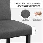 Yaheetech Lot de 2 Chaises de Salle à Manger Rembourrées sans Accoudoirs avec Pieds en Bois Massif