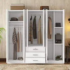 Armoire en bois 6 portes pour chambre, avec grands tiroirs, marron