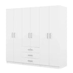 Armoire en bois 6 portes pour chambre, avec grands tiroirs, marron