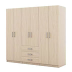 Armoire en bois 6 portes pour chambre, avec grands tiroirs, marron
