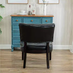 Fauteuil d'appoint moderne Okak avec revêtement touffeté confortable, coussins profonds, fauteuil en cuir mélangé avec assise surdimensionnée et pieds en bois massif.