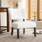 Fauteuil d'appoint moderne Okak avec revêtement touffeté confortable, coussins profonds, fauteuil en cuir mélangé avec assise surdimensionnée et pieds en bois massif.