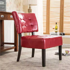 Fauteuil d'appoint moderne Okak avec revêtement touffeté confortable, coussins profonds, fauteuil en cuir mélangé avec assise surdimensionnée et pieds en bois massif.