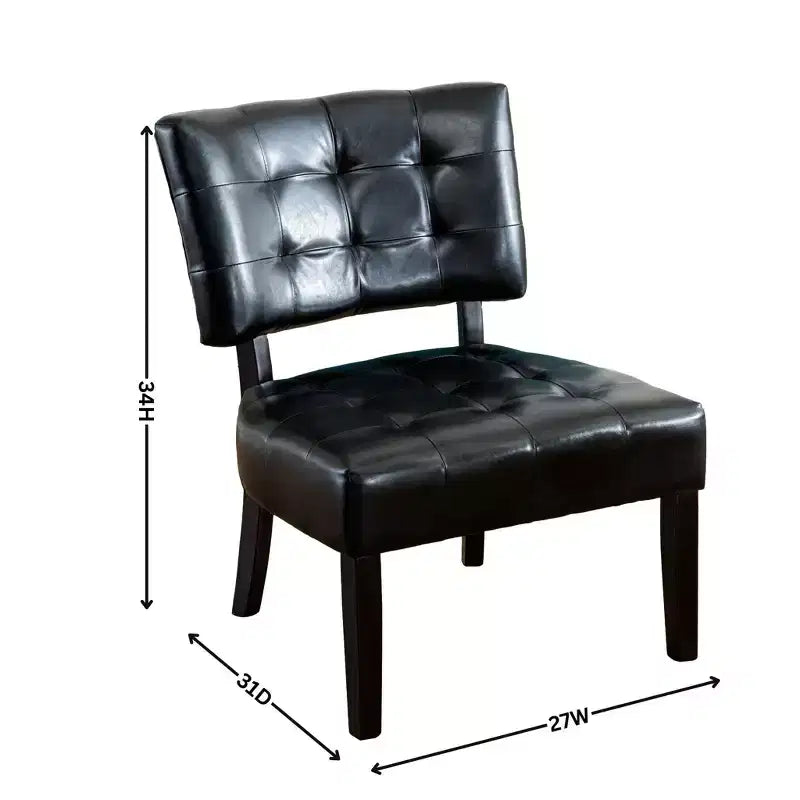 Fauteuil d'appoint moderne Okak avec revêtement touffeté confortable, coussins profonds, fauteuil en cuir mélangé avec assise surdimensionnée et pieds en bois massif.
