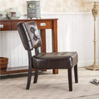 Fauteuil d'appoint moderne Okak avec revêtement touffeté confortable, coussins profonds, fauteuil en cuir mélangé avec assise surdimensionnée et pieds en bois massif.
