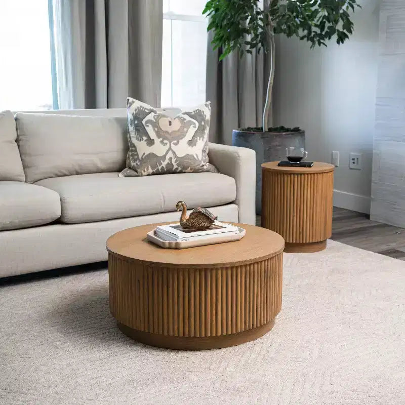 Maven Lane Dallas Table basse ronde moderne en bois 30