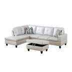 Canapé d'angle en cuir blanc de luxe avec pouf de rangement