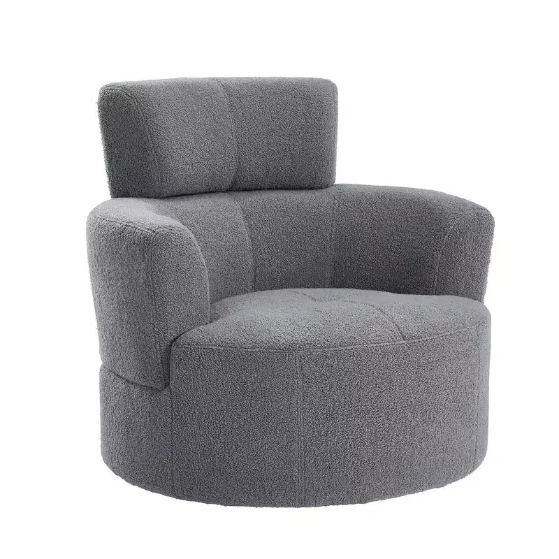 Fauteuil pivotant Okak 360, fauteuil d'appoint en peluche avec appuie-tête réglable, chaises confortables pour le salon, le bureau, la chambre