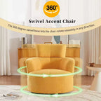 Fauteuil pivotant Okak 360, fauteuil d'appoint en peluche avec appuie-tête réglable, chaises confortables pour le salon, le bureau, la chambre