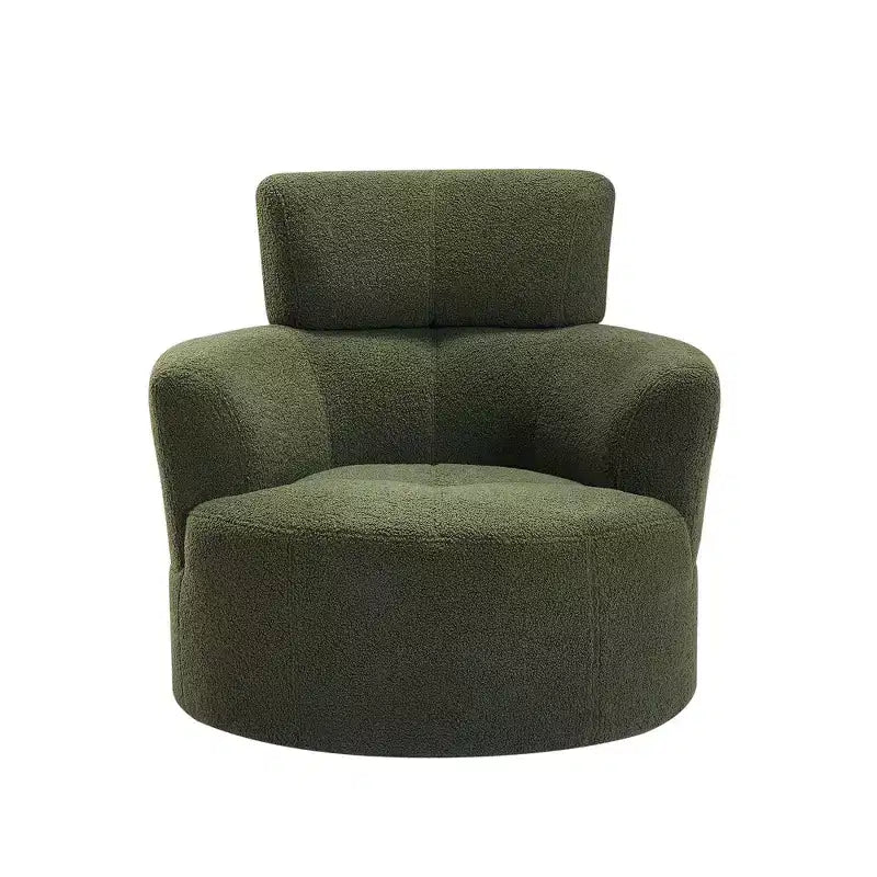 Fauteuil pivotant Okak 360, fauteuil d'appoint en peluche avec appuie-tête réglable, chaises confortables pour le salon, le bureau, la chambre