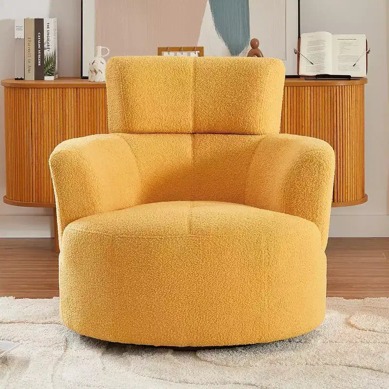 Fauteuil pivotant Okak 360, fauteuil d'appoint en peluche avec appuie-tête réglable, chaises confortables pour le salon, le bureau, la chambre