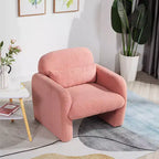 Fauteuil d'appoint minimaliste Okak en tissu polaire Teddy avec oreiller douillet, fauteuil simple pour salon, bureau, chambre à coucher