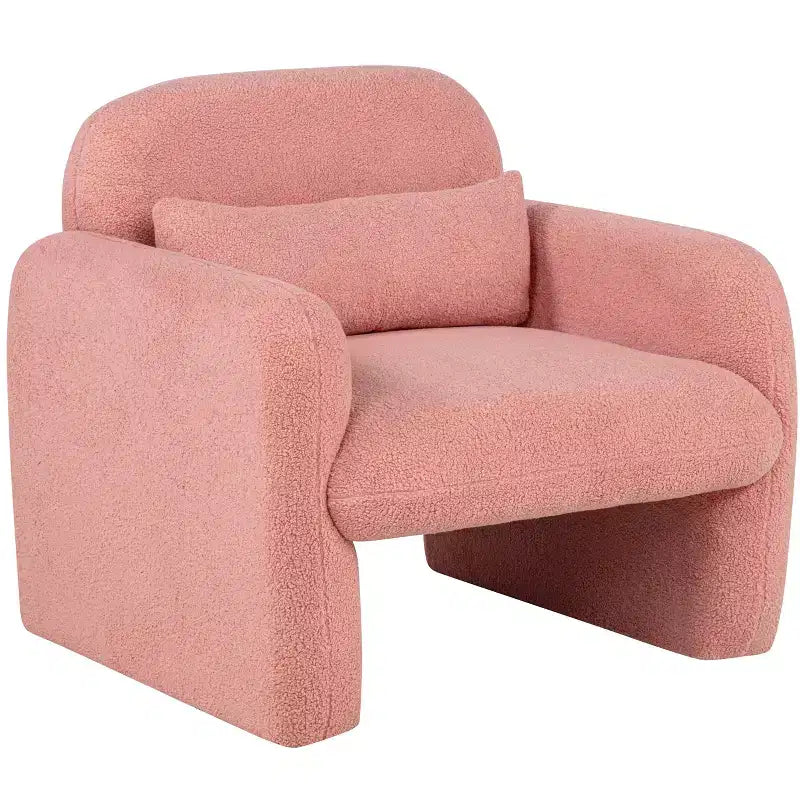 Fauteuil d'appoint minimaliste Okak en tissu polaire Teddy avec oreiller douillet, fauteuil simple pour salon, bureau, chambre à coucher