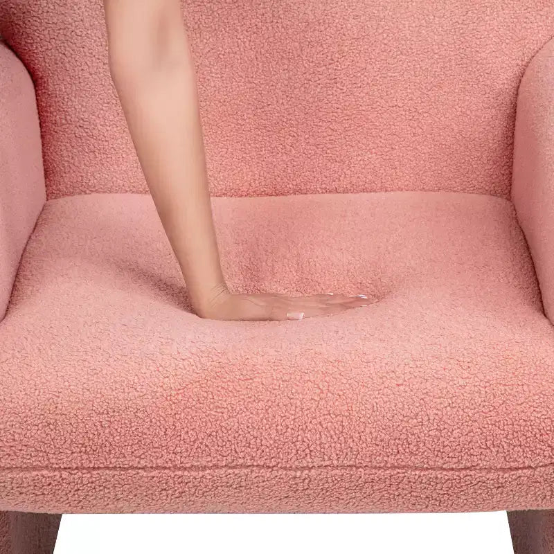 Fauteuil d'appoint minimaliste Okak en tissu polaire Teddy avec oreiller douillet, fauteuil simple pour salon, bureau, chambre à coucher