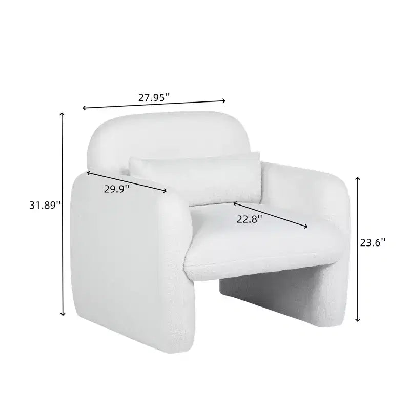 Fauteuil d'appoint minimaliste Okak en tissu polaire Teddy avec oreiller douillet, fauteuil simple pour salon, bureau, chambre à coucher
