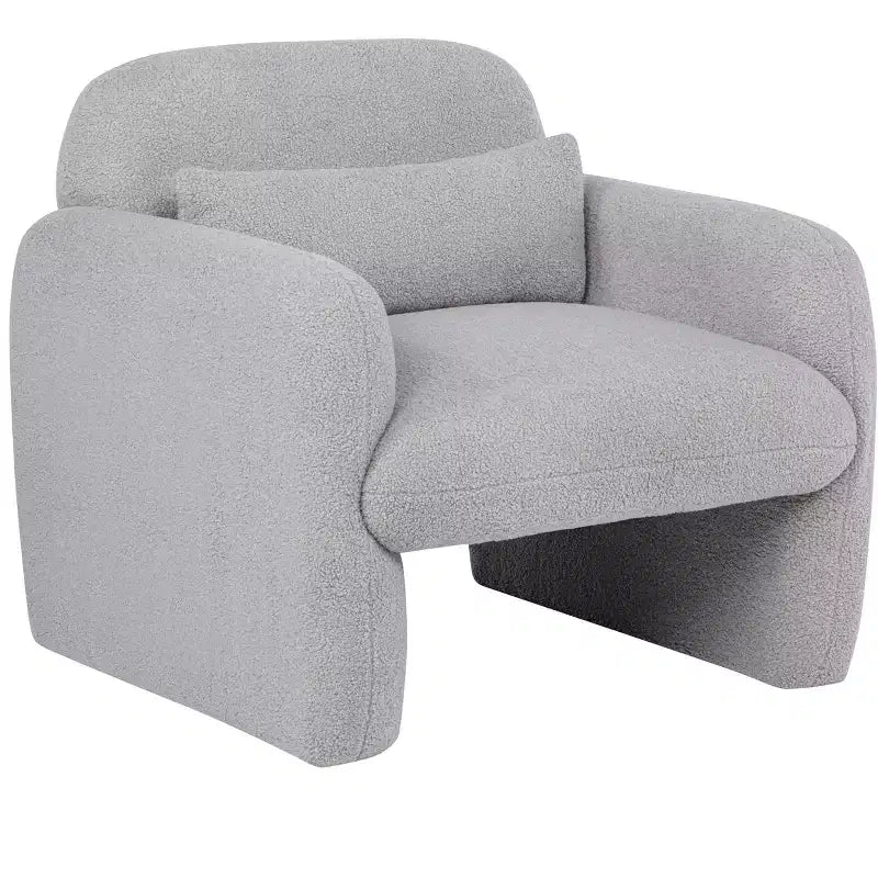 Fauteuil d'appoint minimaliste Okak en tissu polaire Teddy avec oreiller douillet, fauteuil simple pour salon, bureau, chambre à coucher