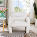 Okak Fine Minimalist Accent Chair Teddy Fleece Armchair with Cozy Soft Pillow Single Sofa Chair for Living Room Study Bedroom