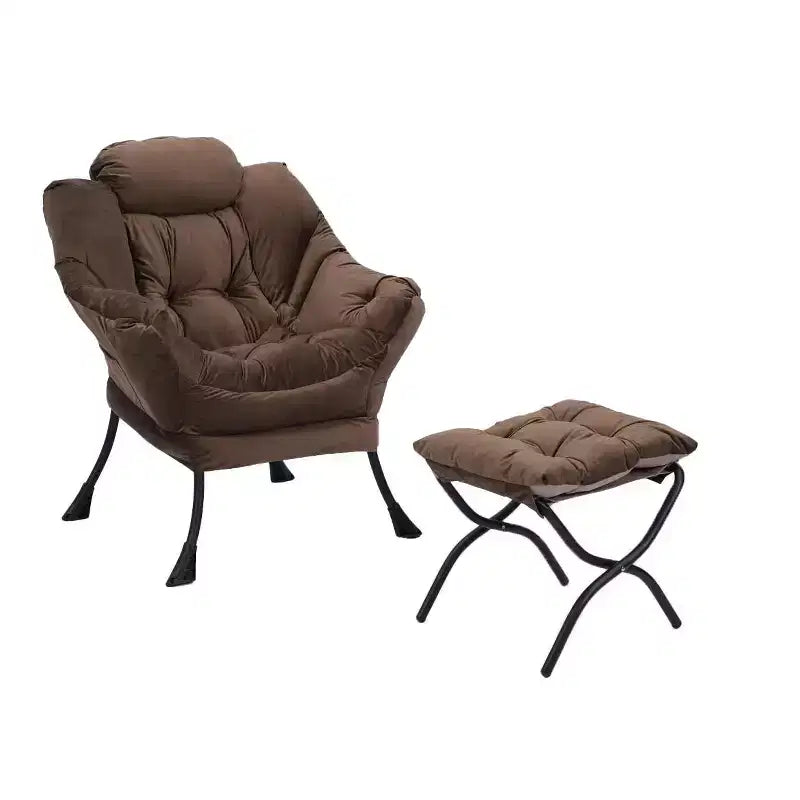Fauteuil d'appoint Okak en tissu de coton, fauteuil paresseux avec poche latérale rembourrée, fauteuil de salon, canapé de loisirs avec cadre en acier