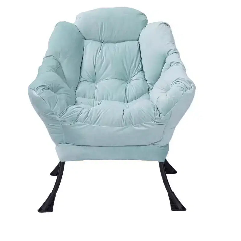 Fauteuil d'appoint Okak en tissu de coton, fauteuil paresseux avec poche latérale rembourrée, fauteuil de salon, canapé de loisirs avec cadre en acier